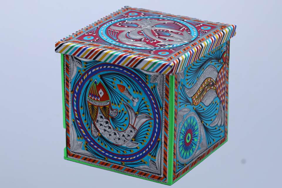 Silver Paisley Truck Art Coin Box