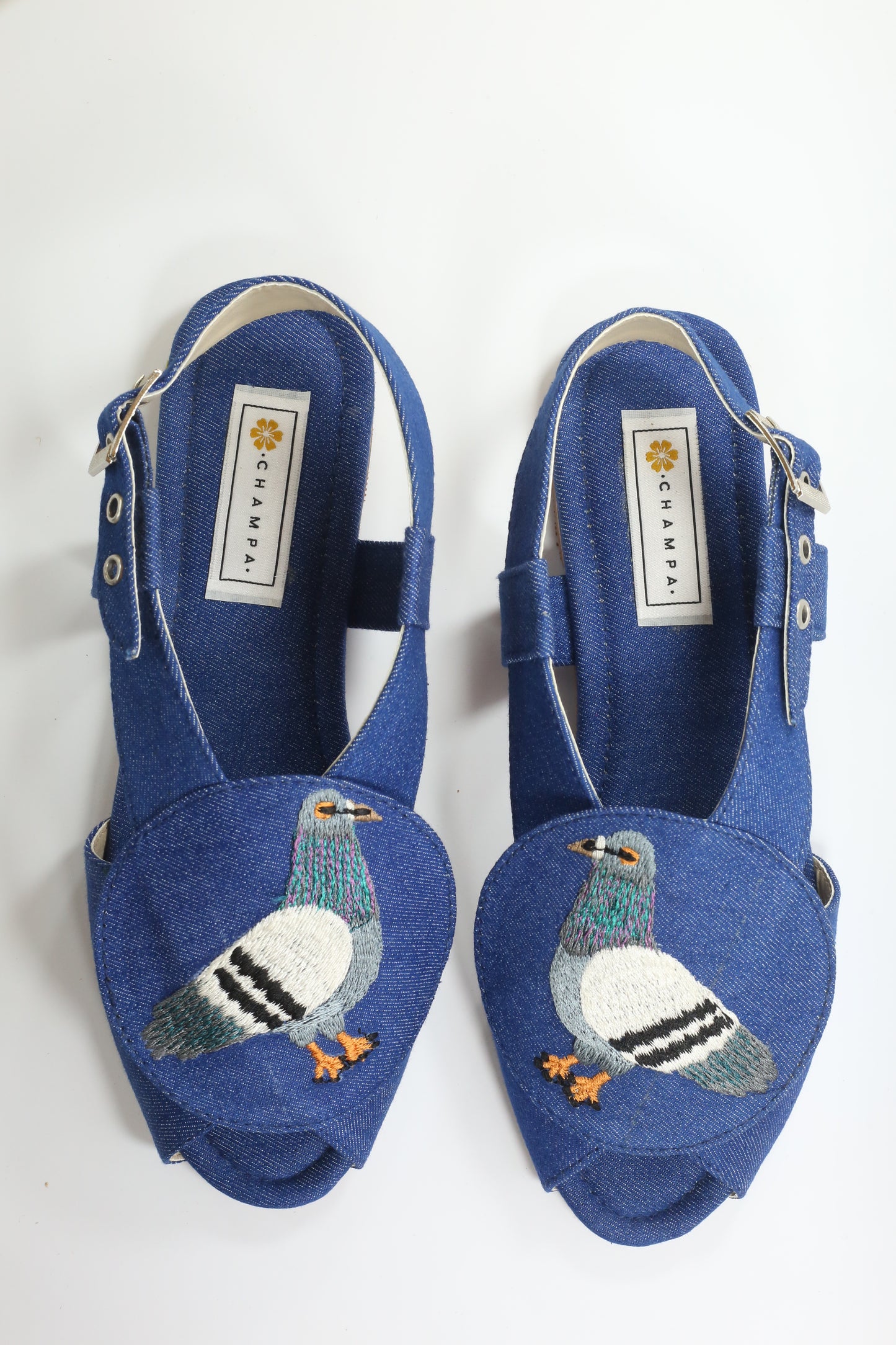 Kabootar Blue Velvet Sandals