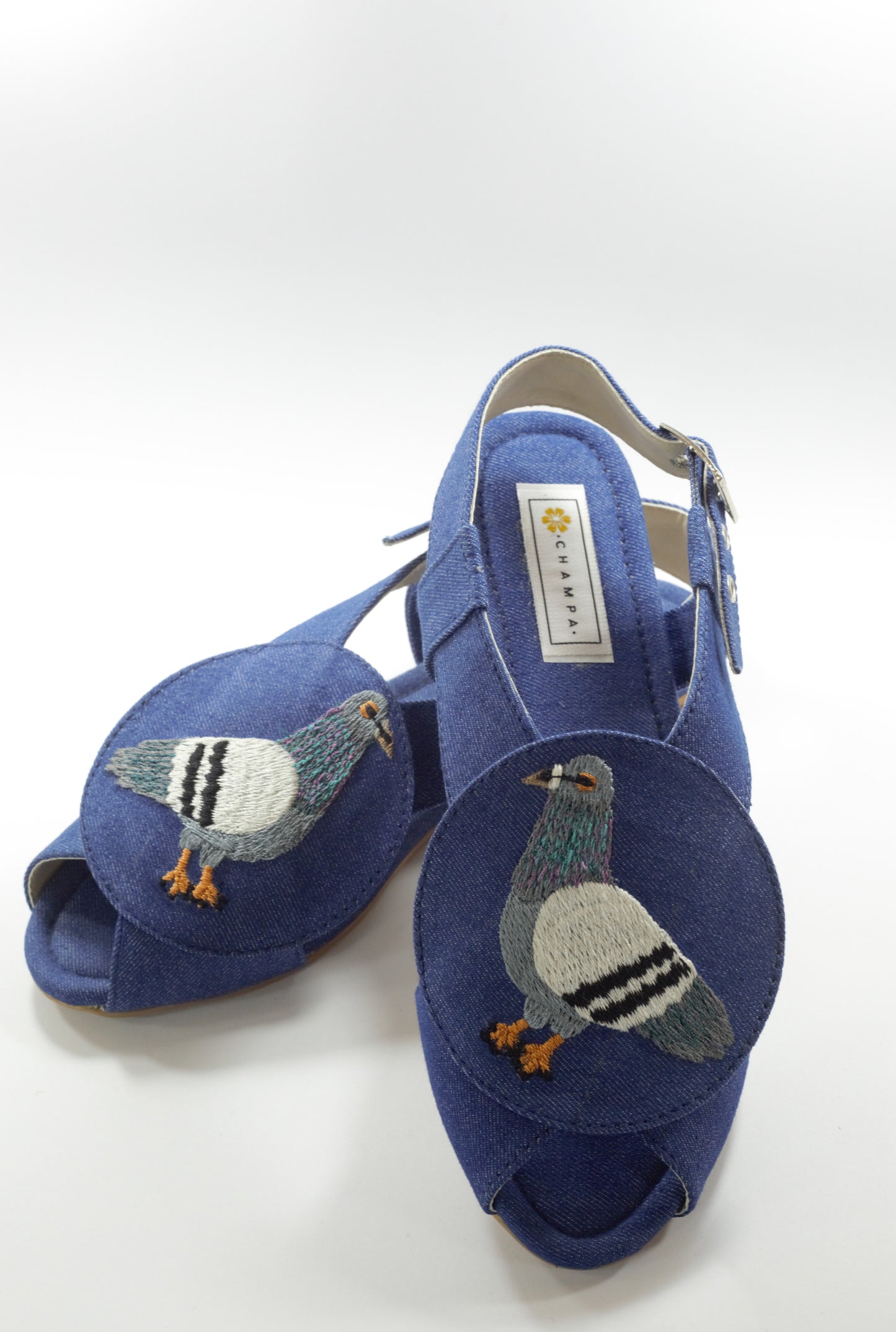 Kabootar Blue Velvet Sandals