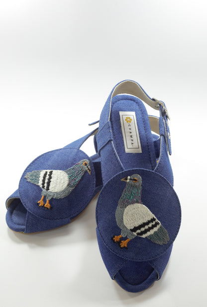 Kabootar Blue Velvet Sandals