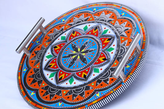 Round Chamakpatti Truck Art Tray