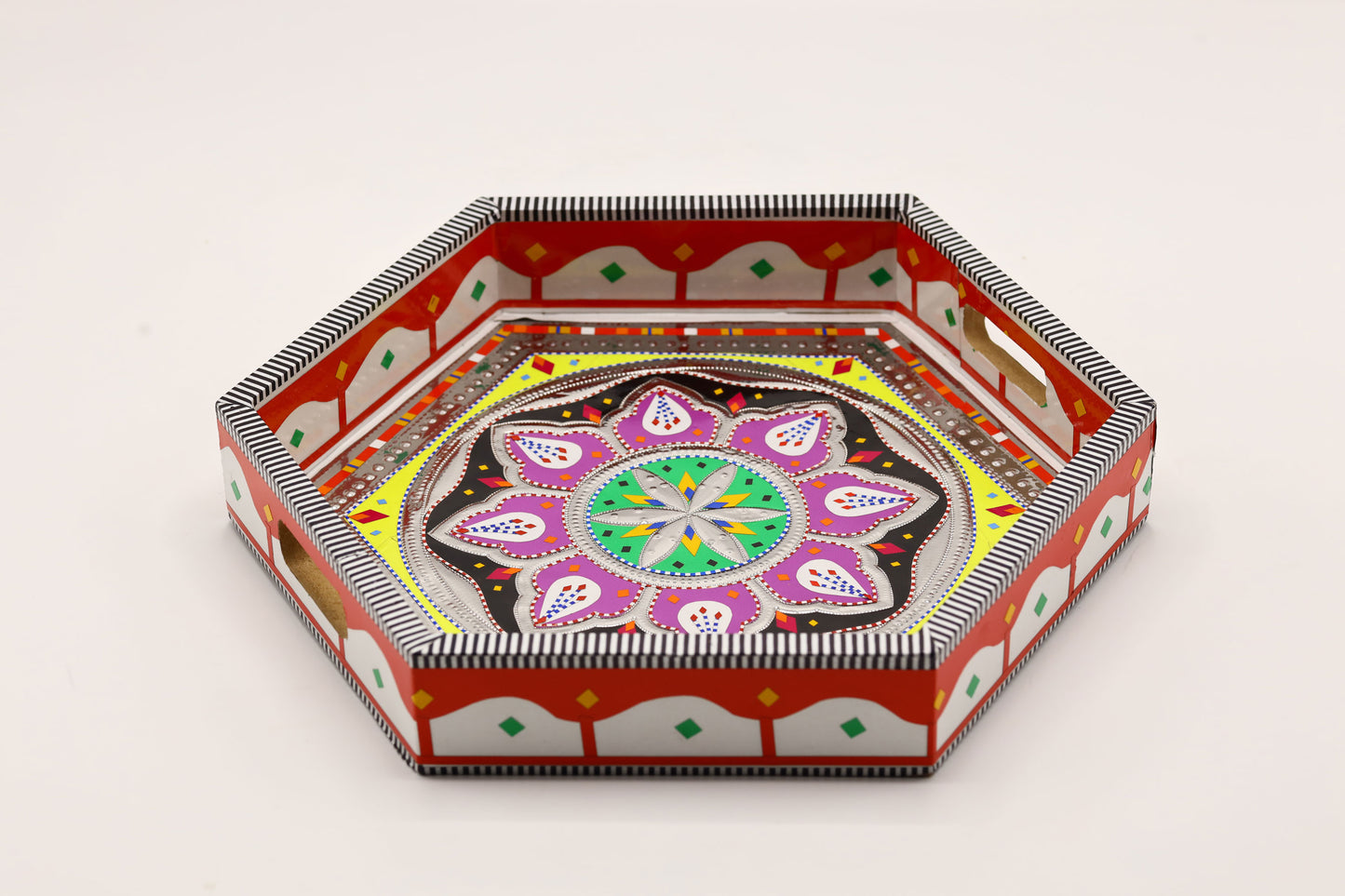 Handmade chamapkpatti hexagon tray for your tea parties and other evenings
