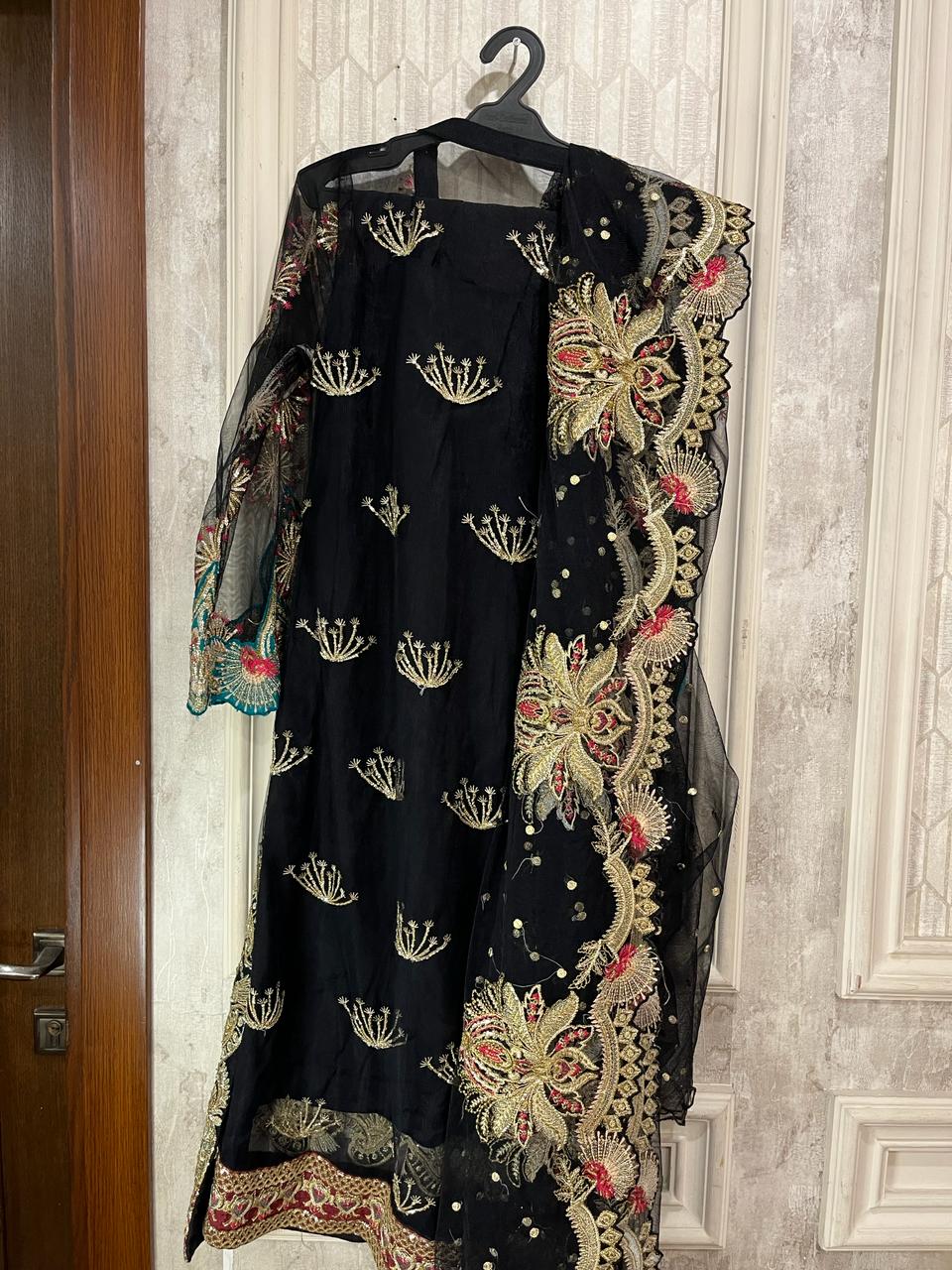 Black Net 3 piece with attached sleeves