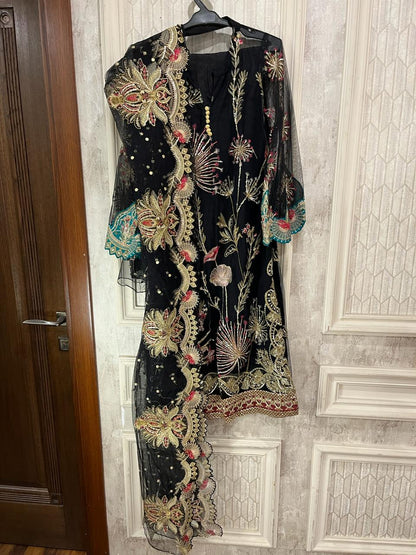 Black Net 3 piece with attached sleeves