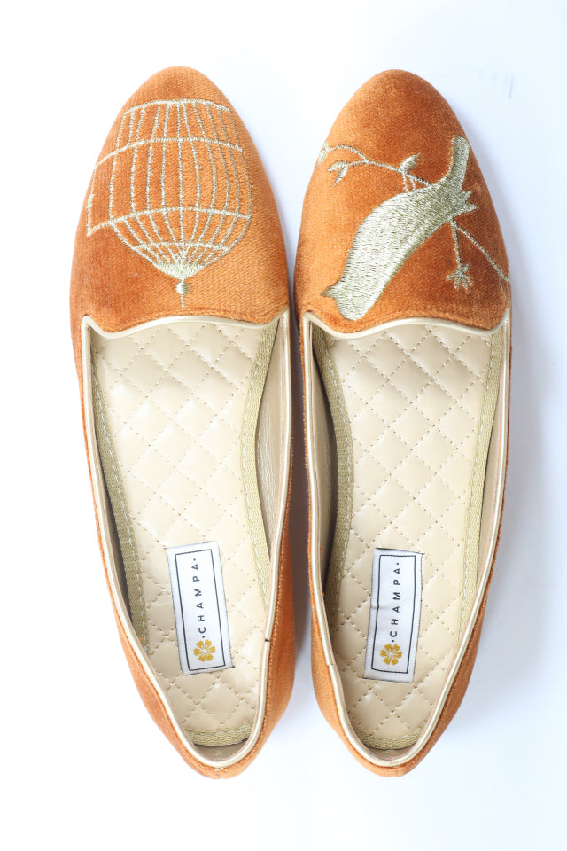 Copper Round Toe Parinda in Black Slip-ons