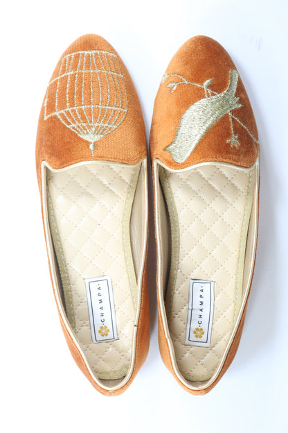 Copper Round Toe Parinda in Black Slip-ons