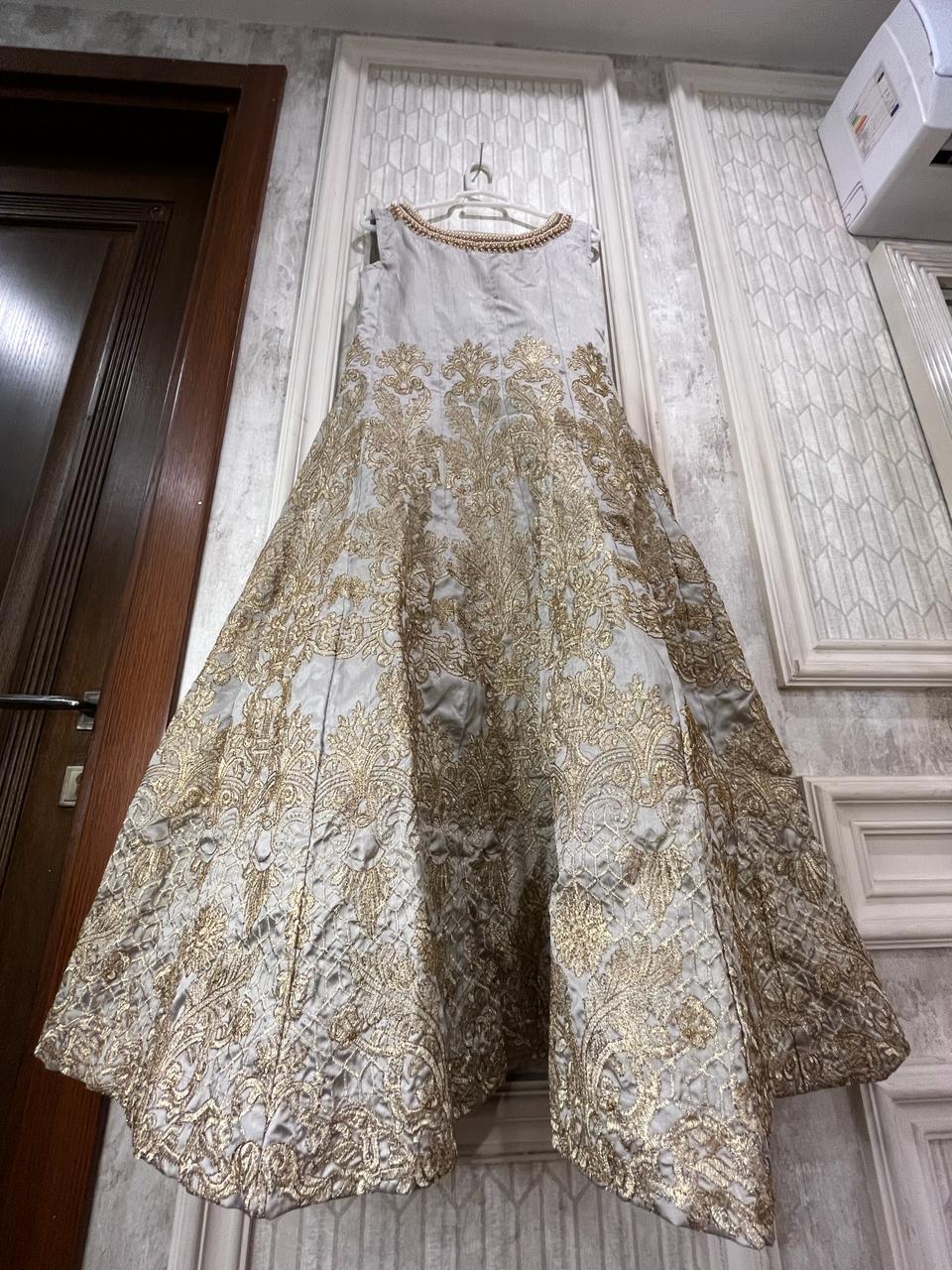 2 Piece Silver Sleeveless Formal Dress Frock Style