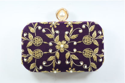 Knuckle Velvet Clutch Purple